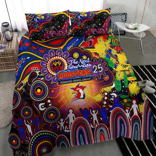 NAIDOC Week 2025 Roosters Football Bedding Set Aboriginal Dot Painting
