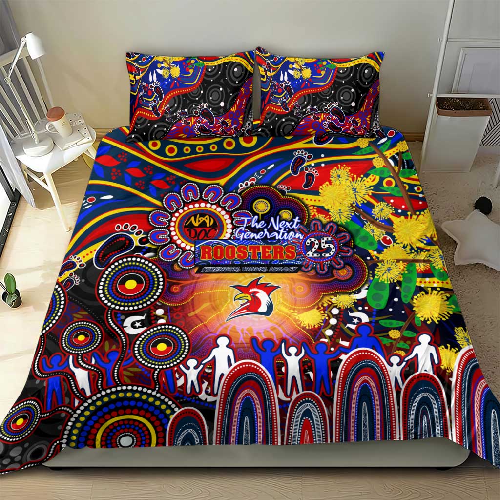 NAIDOC Week 2025 Roosters Football Bedding Set Aboriginal Dot Painting