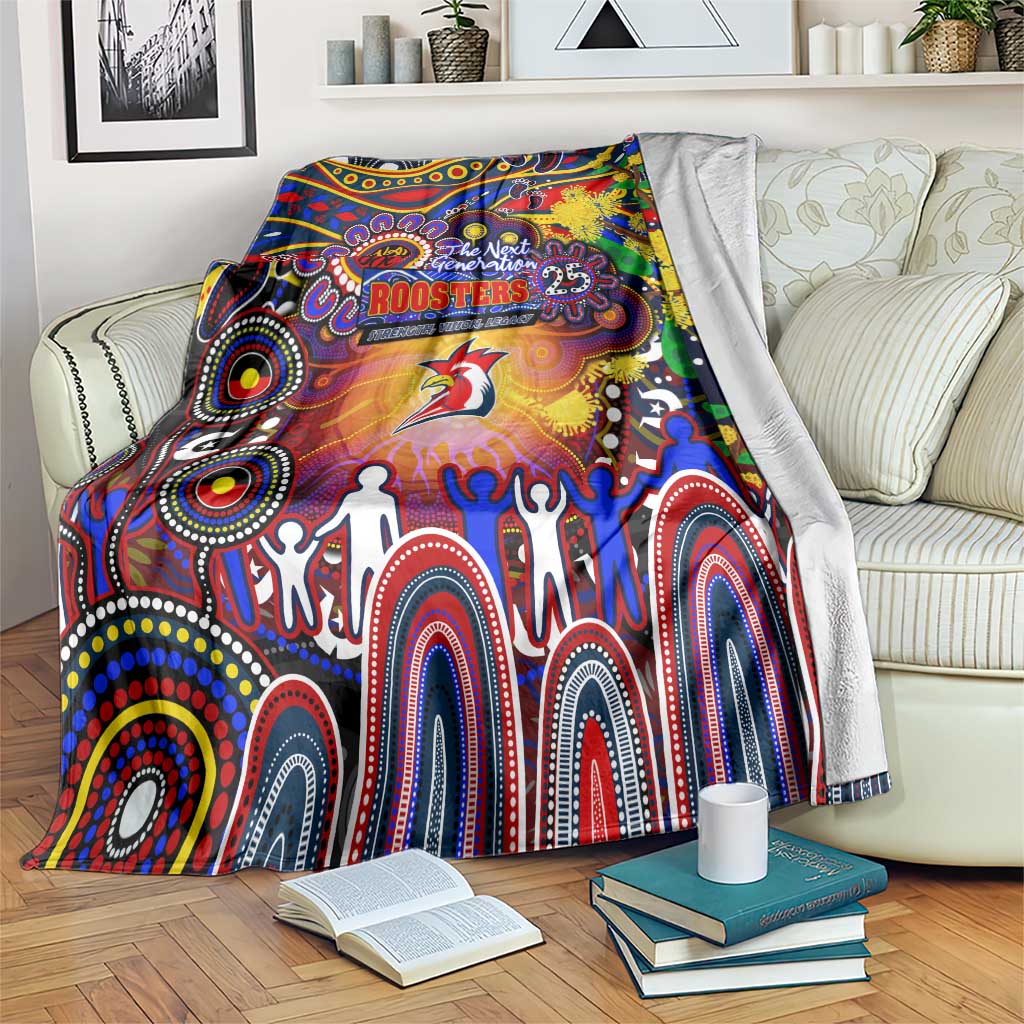 NAIDOC Week 2025 Roosters Football Blanket Aboriginal Dot Painting