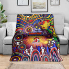 NAIDOC Week 2025 Roosters Football Blanket Aboriginal Dot Painting
