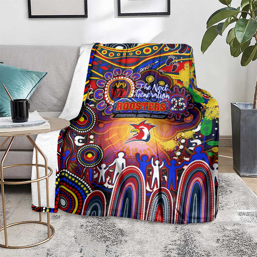 NAIDOC Week 2025 Roosters Football Blanket Aboriginal Dot Painting