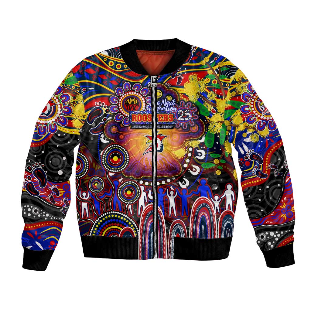 Personalised NAIDOC Week 2025 Roosters Football Bomber Jacket Aboriginal Dot Painting