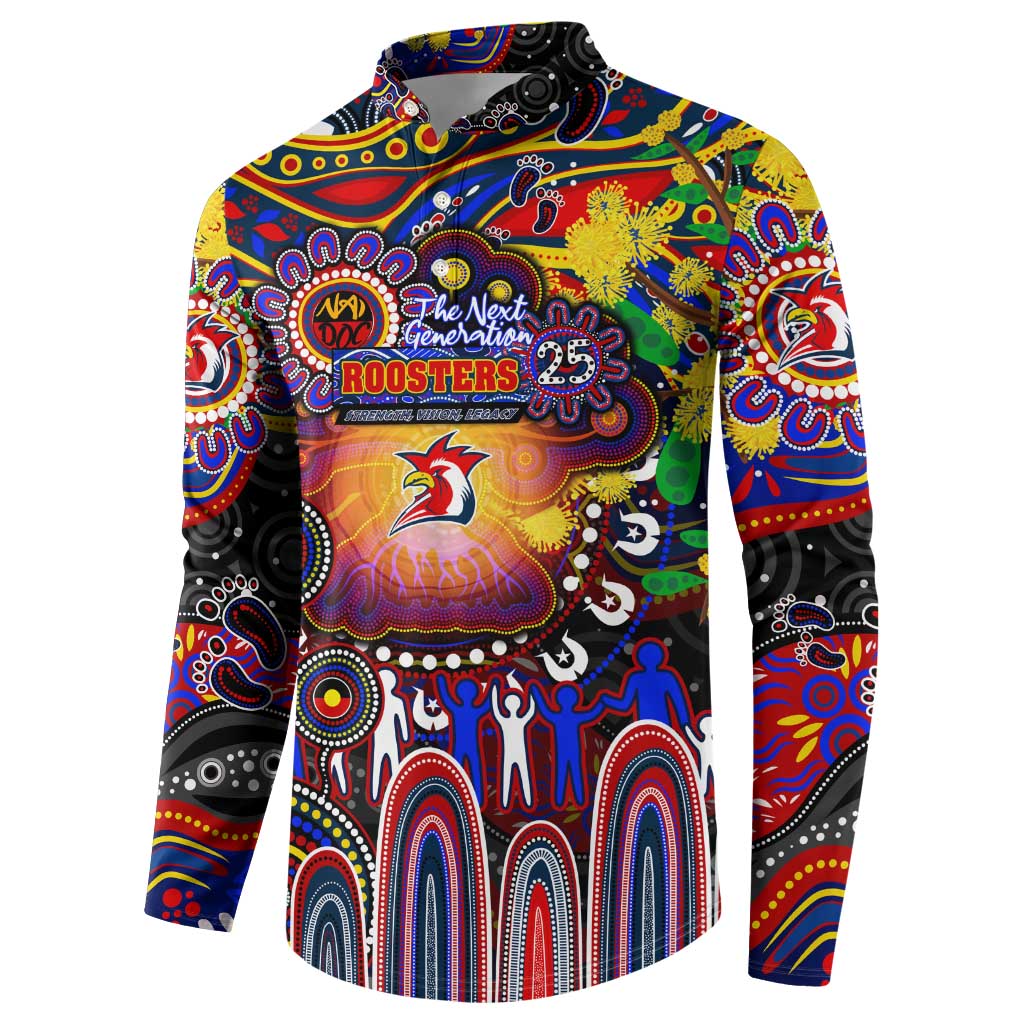 Personalised NAIDOC Week 2025 Roosters Football Button Sweatshirt Aboriginal Dot Painting