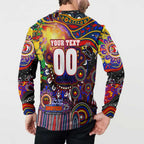 Personalised NAIDOC Week 2025 Roosters Football Button Sweatshirt Aboriginal Dot Painting