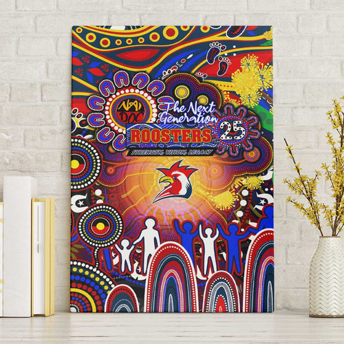 NAIDOC Week 2025 Roosters Football Canvas Wall Art Aboriginal Dot Painting