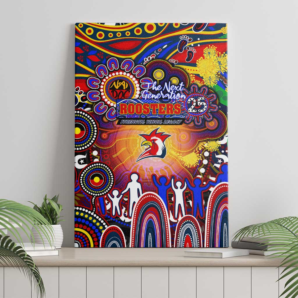 NAIDOC Week 2025 Roosters Football Canvas Wall Art Aboriginal Dot Painting