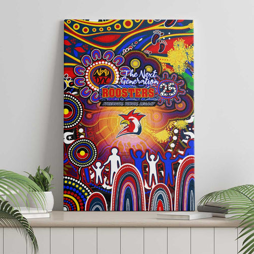 NAIDOC Week 2025 Roosters Football Canvas Wall Art Aboriginal Dot Painting