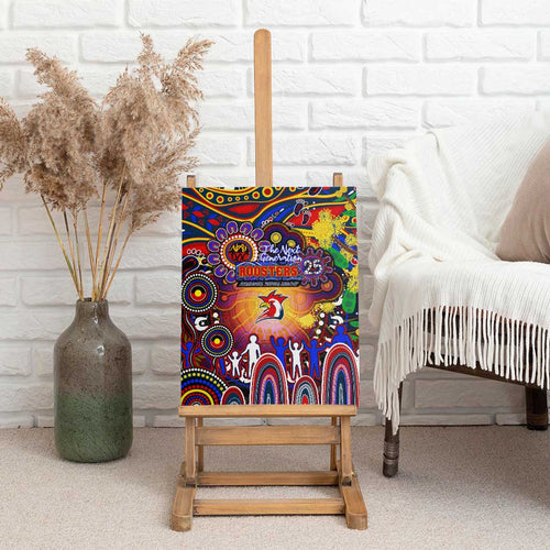 NAIDOC Week 2025 Roosters Football Canvas Wall Art Aboriginal Dot Painting