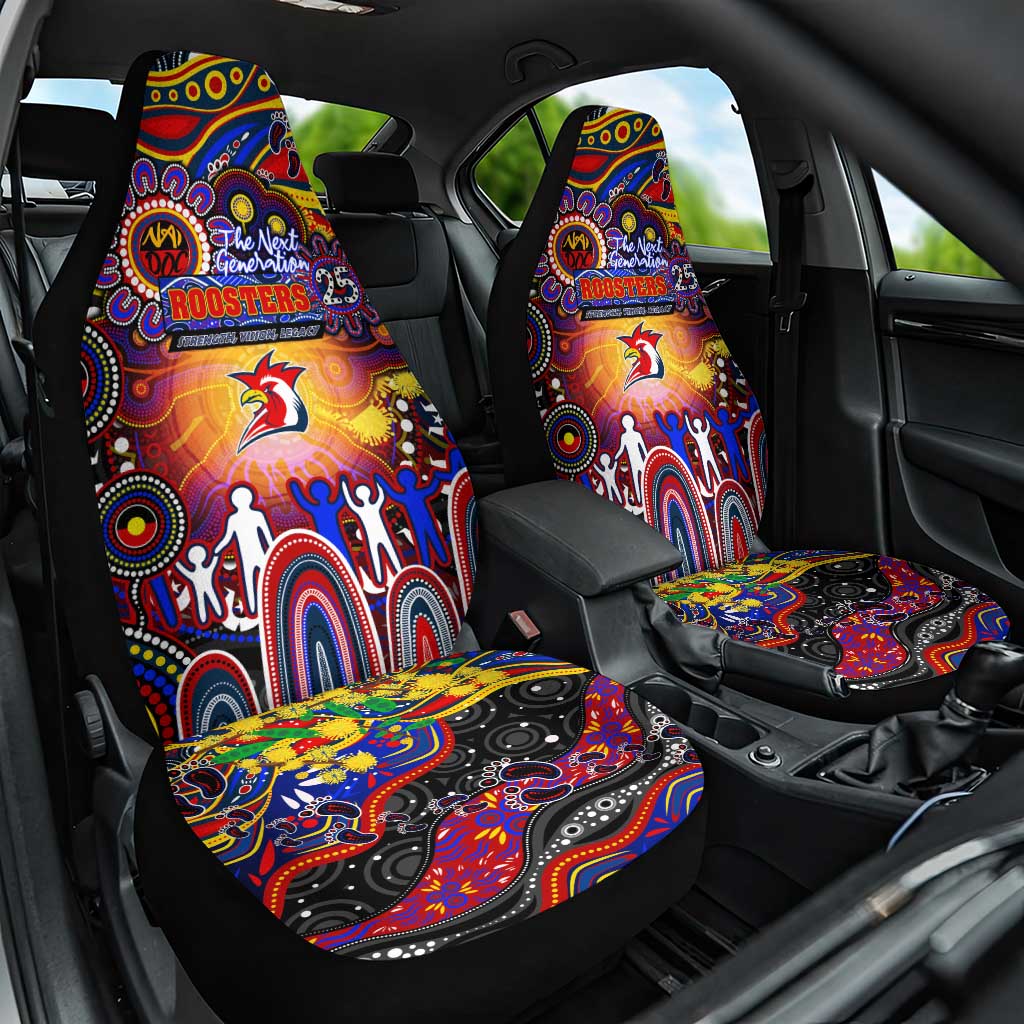NAIDOC Week 2025 Roosters Football Car Seat Cover Aboriginal Dot Painting