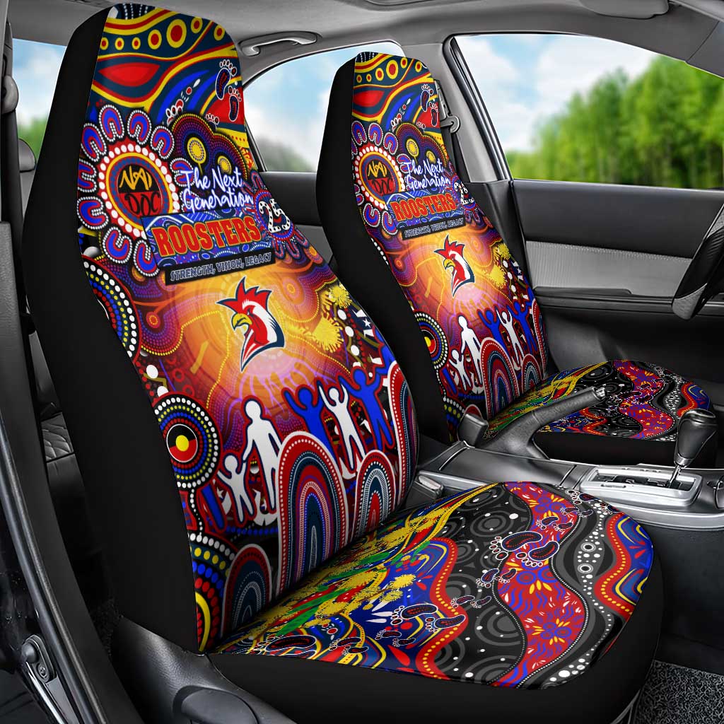 NAIDOC Week 2025 Roosters Football Car Seat Cover Aboriginal Dot Painting
