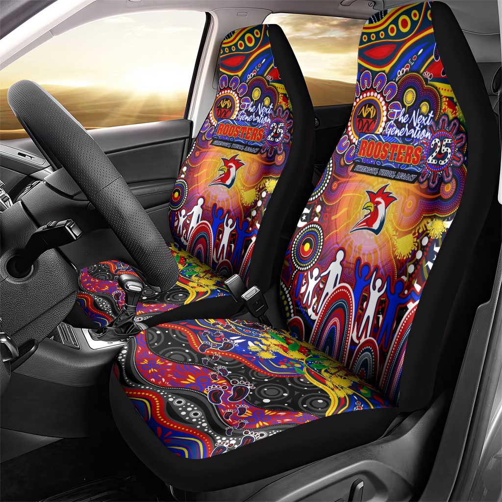 NAIDOC Week 2025 Roosters Football Car Seat Cover Aboriginal Dot Painting