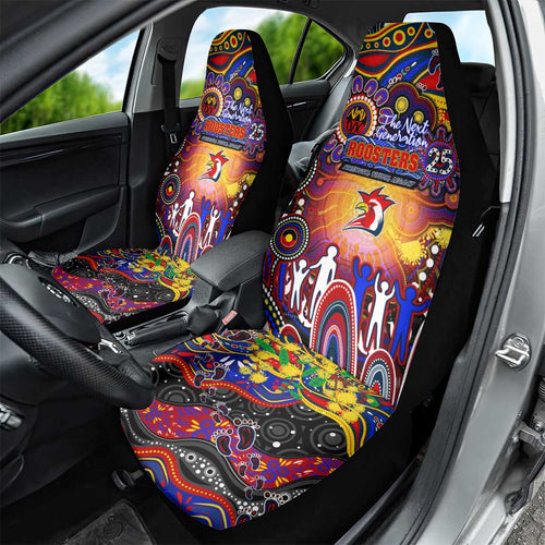 NAIDOC Week 2025 Roosters Football Car Seat Cover Aboriginal Dot Painting