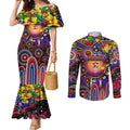 Personalised NAIDOC Week 2025 Roosters Football Couples Matching Mermaid Dress and Long Sleeve Button Shirt Aboriginal Dot Painting