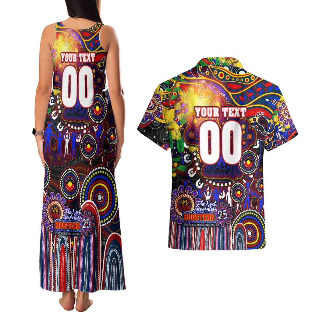 Personalised NAIDOC Week 2025 Roosters Football Couples Matching Tank Maxi Dress and Hawaiian Shirt Aboriginal Dot Painting