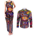 Personalised NAIDOC Week 2025 Roosters Football Couples Matching Tank Maxi Dress and Long Sleeve Button Shirt Aboriginal Dot Painting