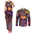 Personalised NAIDOC Week 2025 Roosters Football Couples Matching Tank Maxi Dress and Long Sleeve Button Shirt Aboriginal Dot Painting