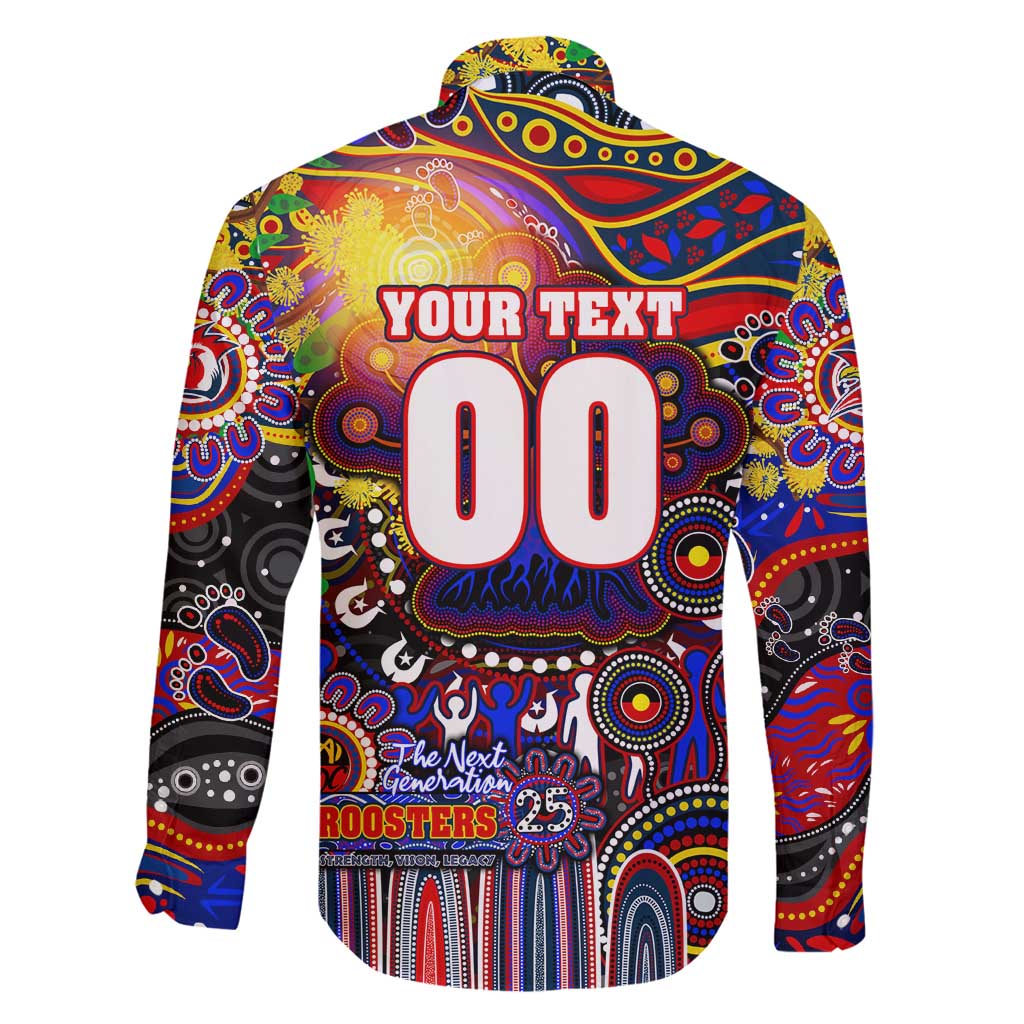 Personalised NAIDOC Week 2025 Roosters Football Family Matching Long Sleeve Bodycon Dress and Hawaiian Shirt Aboriginal Dot Painting