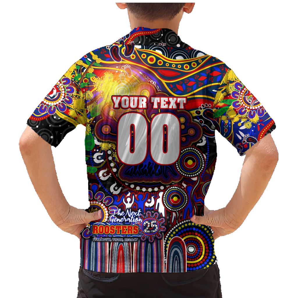Personalised NAIDOC Week 2025 Roosters Football Family Matching Mermaid Dress and Hawaiian Shirt Aboriginal Dot Painting