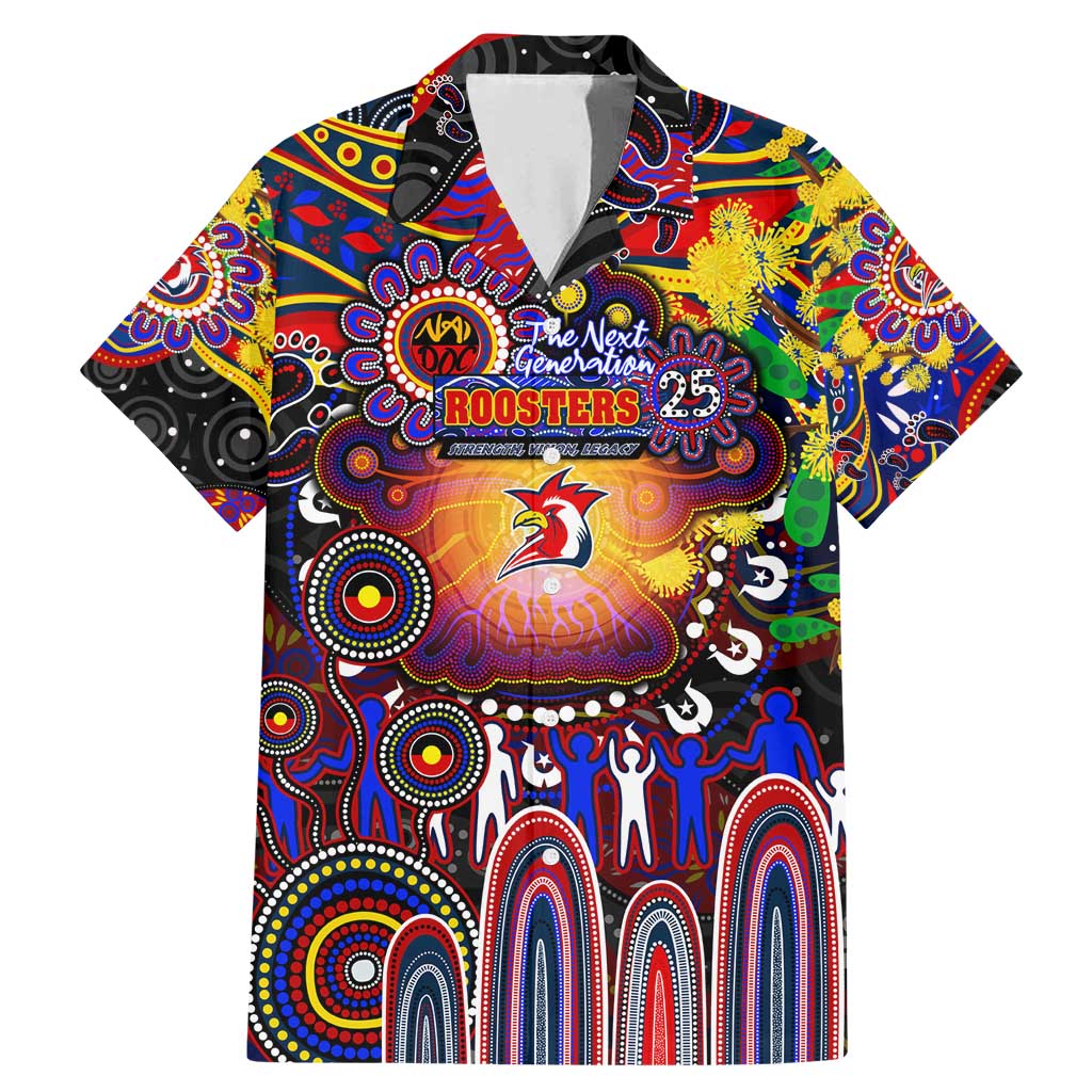 Personalised NAIDOC Week 2025 Roosters Football Family Matching Mermaid Dress and Hawaiian Shirt Aboriginal Dot Painting