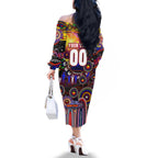 Personalised NAIDOC Week 2025 Roosters Football Family Matching Off The Shoulder Long Sleeve Dress and Hawaiian Shirt Aboriginal Dot Painting
