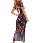 Personalised NAIDOC Week 2025 Roosters Football Family Matching Short Sleeve Bodycon Dress and Hawaiian Shirt Aboriginal Dot Painting