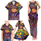 Personalised NAIDOC Week 2025 Roosters Football Family Matching Tank Maxi Dress and Hawaiian Shirt Aboriginal Dot Painting