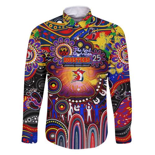Personalised NAIDOC Week 2025 Roosters Football Family Matching Tank Maxi Dress and Hawaiian Shirt Aboriginal Dot Painting