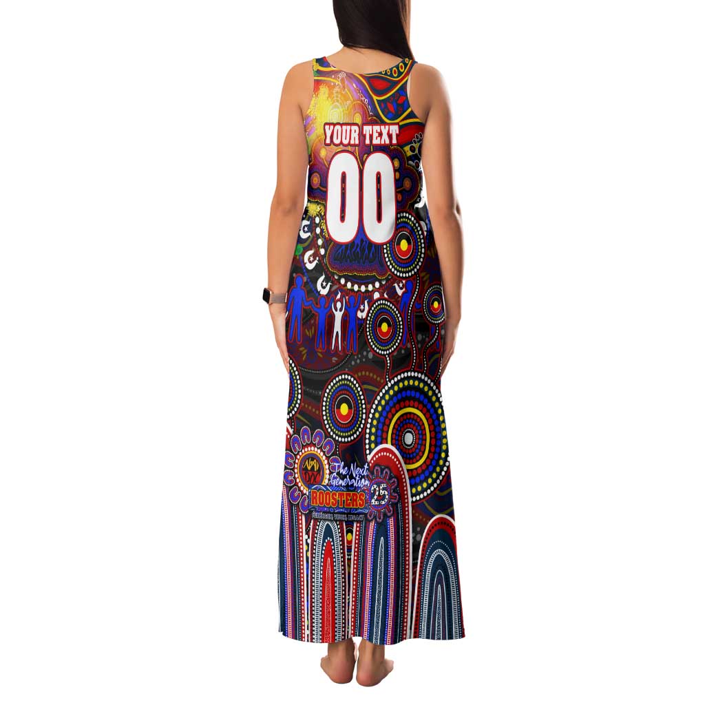 Personalised NAIDOC Week 2025 Roosters Football Family Matching Tank Maxi Dress and Hawaiian Shirt Aboriginal Dot Painting