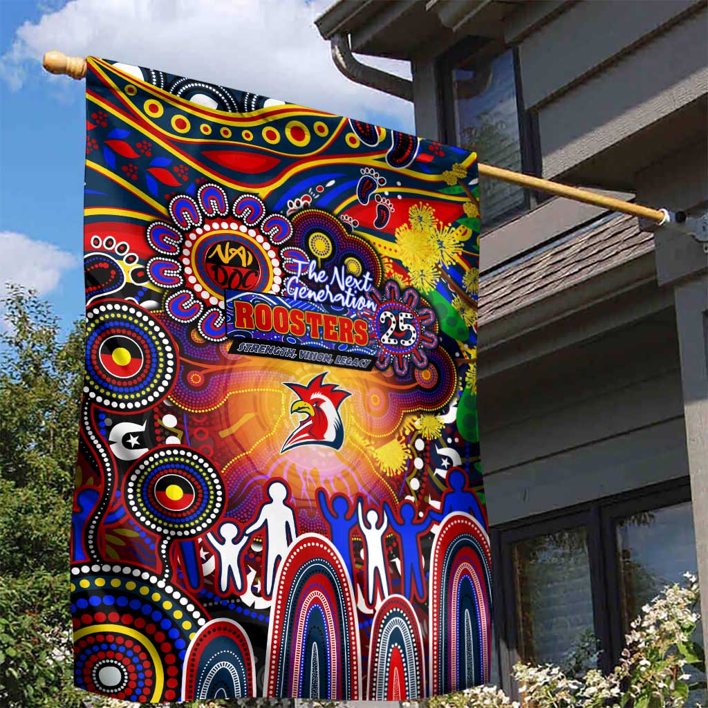NAIDOC Week 2025 Roosters Football Garden Flag Aboriginal Dot Painting