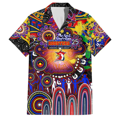 Personalised NAIDOC Week 2025 Roosters Football Hawaiian Shirt Aboriginal Dot Painting