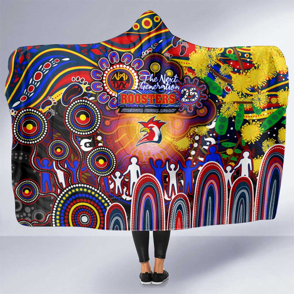 NAIDOC Week 2025 Roosters Football Hooded Blanket Aboriginal Dot Painting