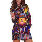 Personalised NAIDOC Week 2025 Roosters Football Hoodie Dress Aboriginal Dot Painting