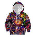 Personalised NAIDOC Week 2025 Roosters Football Kid Hoodie Aboriginal Dot Painting