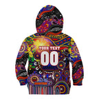 Personalised NAIDOC Week 2025 Roosters Football Kid Hoodie Aboriginal Dot Painting