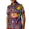 Personalised NAIDOC Week 2025 Roosters Football Kid Polo Shirt Aboriginal Dot Painting