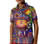 Personalised NAIDOC Week 2025 Roosters Football Kid Polo Shirt Aboriginal Dot Painting