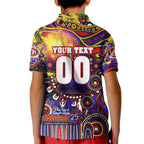 Personalised NAIDOC Week 2025 Roosters Football Kid Polo Shirt Aboriginal Dot Painting