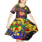 Personalised NAIDOC Week 2025 Roosters Football Kid Short Sleeve Dress Aboriginal Dot Painting