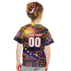 Personalised NAIDOC Week 2025 Roosters Football Kid T Shirt Aboriginal Dot Painting