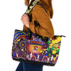 NAIDOC Week 2025 Roosters Football Leather Tote Bag Aboriginal Dot Painting