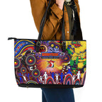 NAIDOC Week 2025 Roosters Football Leather Tote Bag Aboriginal Dot Painting
