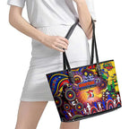 NAIDOC Week 2025 Roosters Football Leather Tote Bag Aboriginal Dot Painting