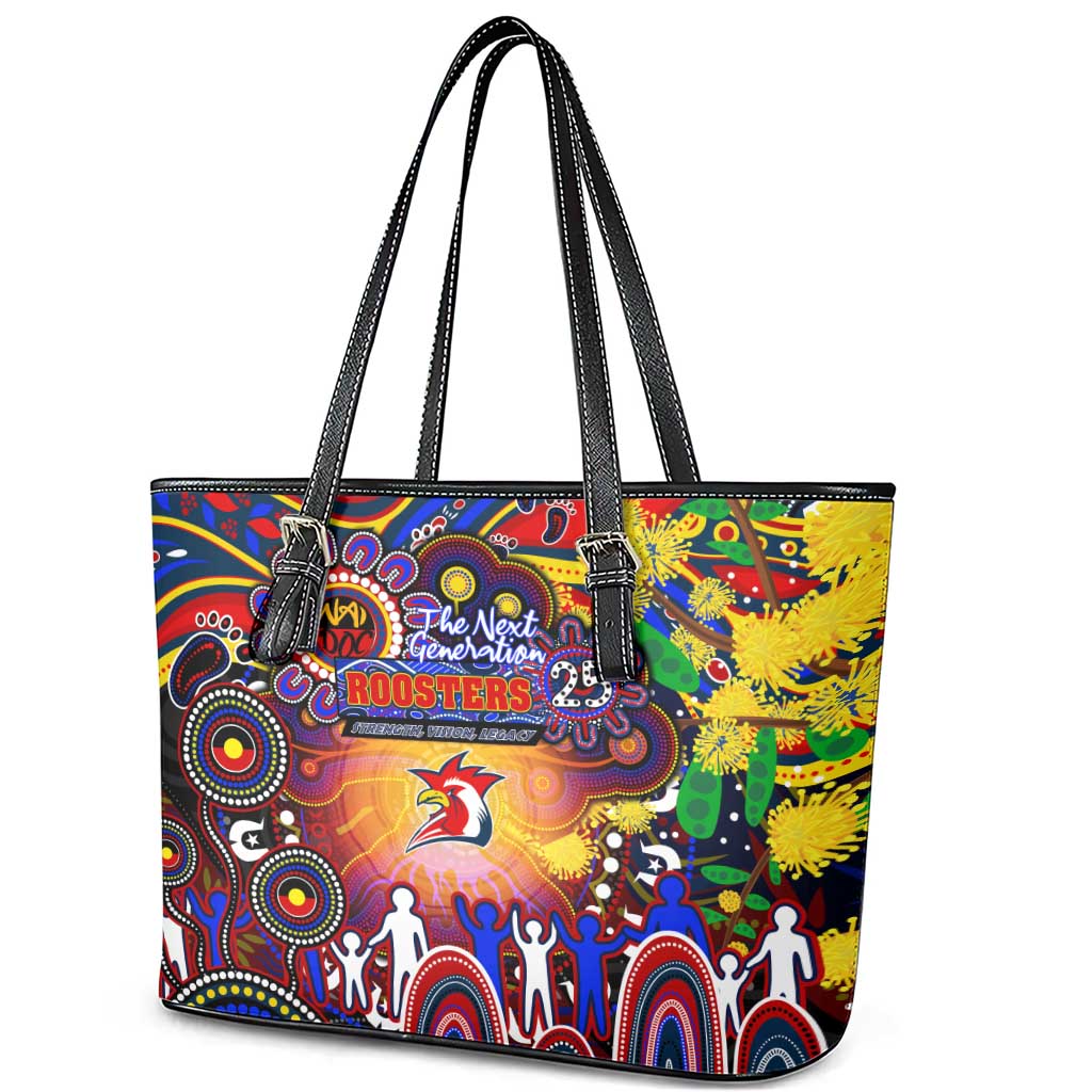 NAIDOC Week 2025 Roosters Football Leather Tote Bag Aboriginal Dot Painting