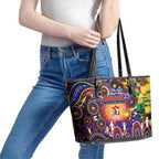 NAIDOC Week 2025 Roosters Football Leather Tote Bag Aboriginal Dot Painting