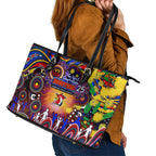NAIDOC Week 2025 Roosters Football Leather Tote Bag Aboriginal Dot Painting