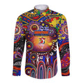 Personalised NAIDOC Week 2025 Roosters Football Long Sleeve Button Shirt Aboriginal Dot Painting