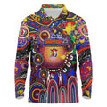 Personalised NAIDOC Week 2025 Roosters Football Long Sleeve Polo Shirt Aboriginal Dot Painting