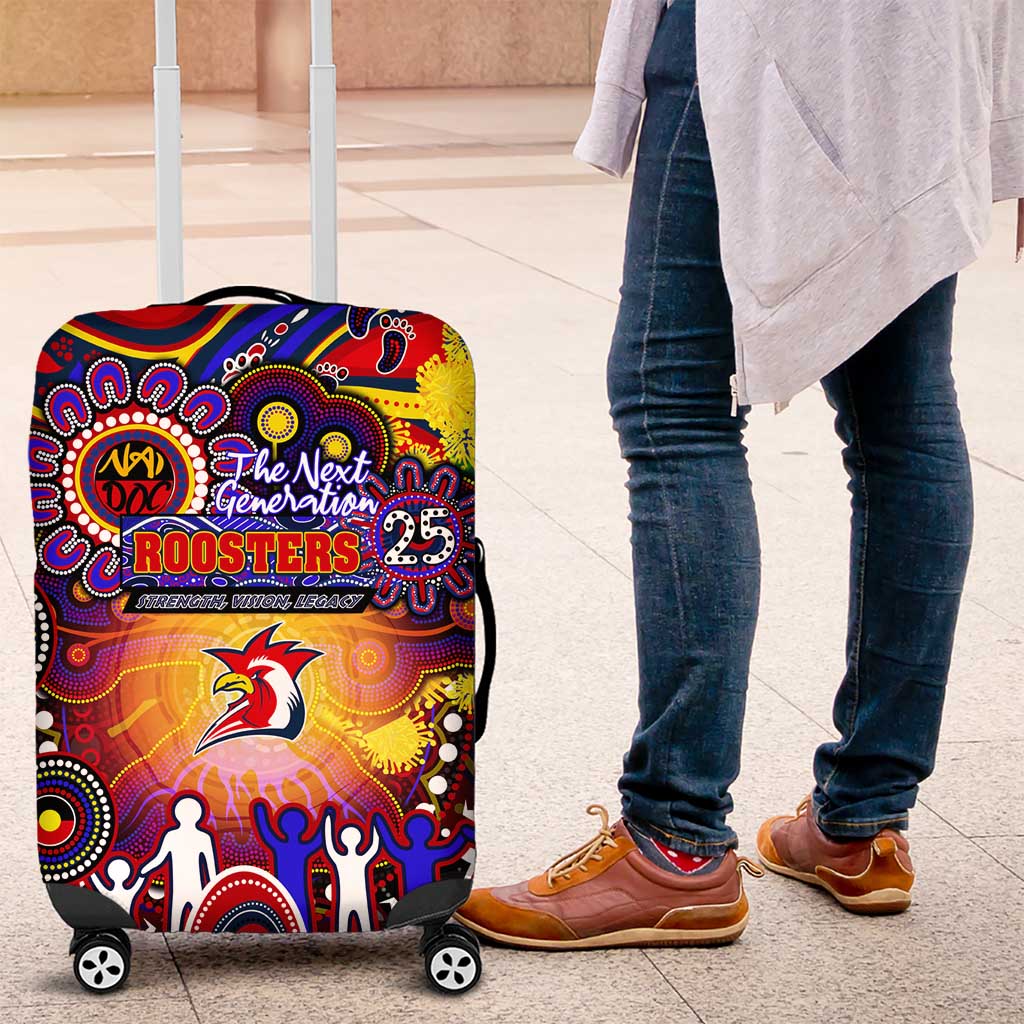 NAIDOC Week 2025 Roosters Football Luggage Cover Aboriginal Dot Painting