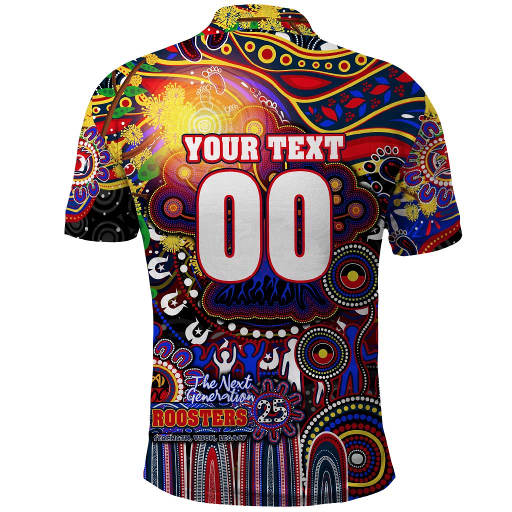 Personalised NAIDOC Week 2025 Roosters Football Polo Shirt Aboriginal Dot Painting