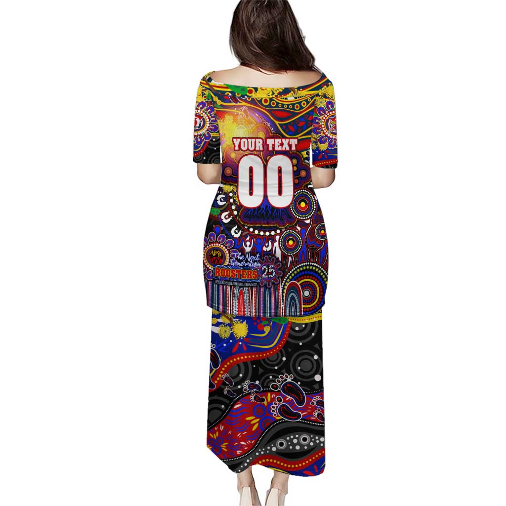 Personalised NAIDOC Week 2025 Roosters Football Puletasi Aboriginal Dot Painting
